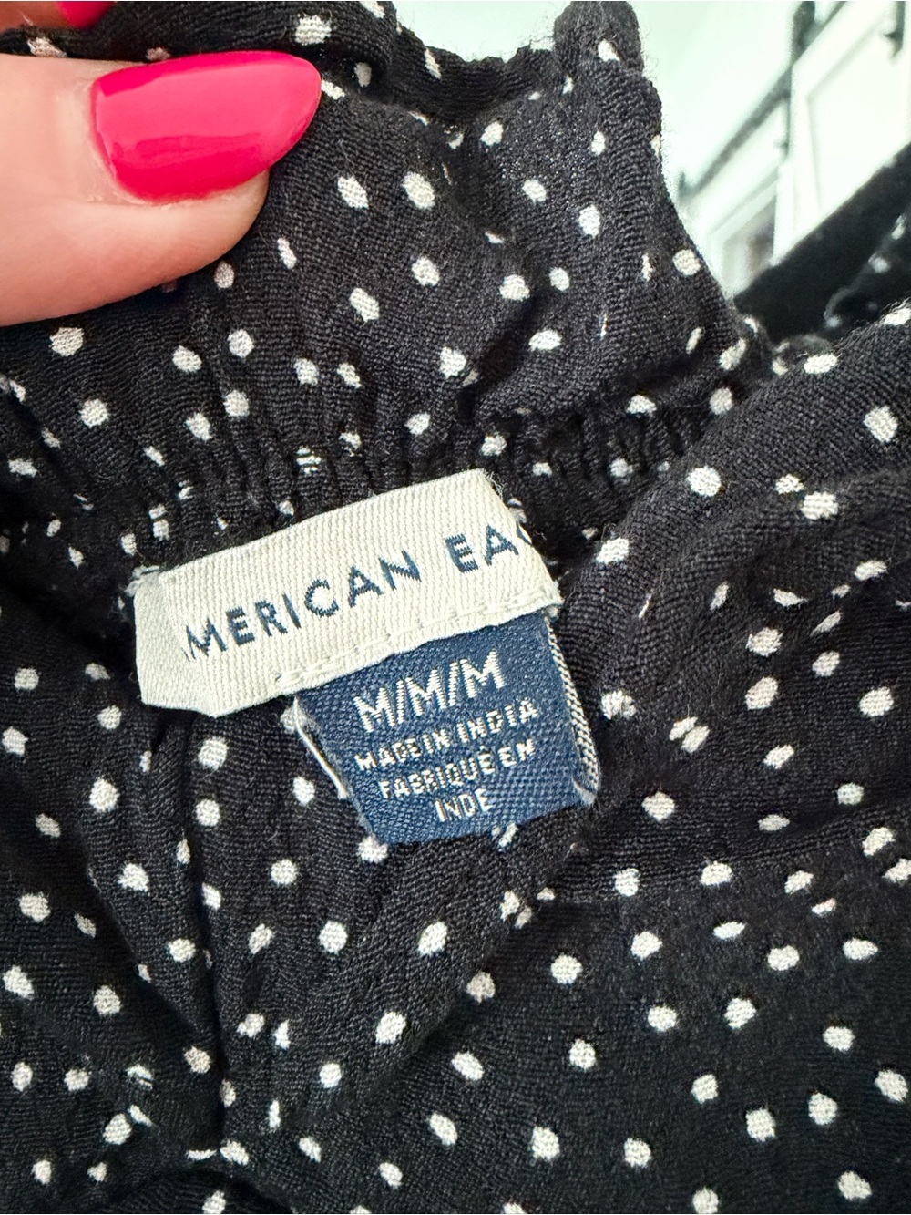 American Eagle Black Jumpsuit with White Polka Dots